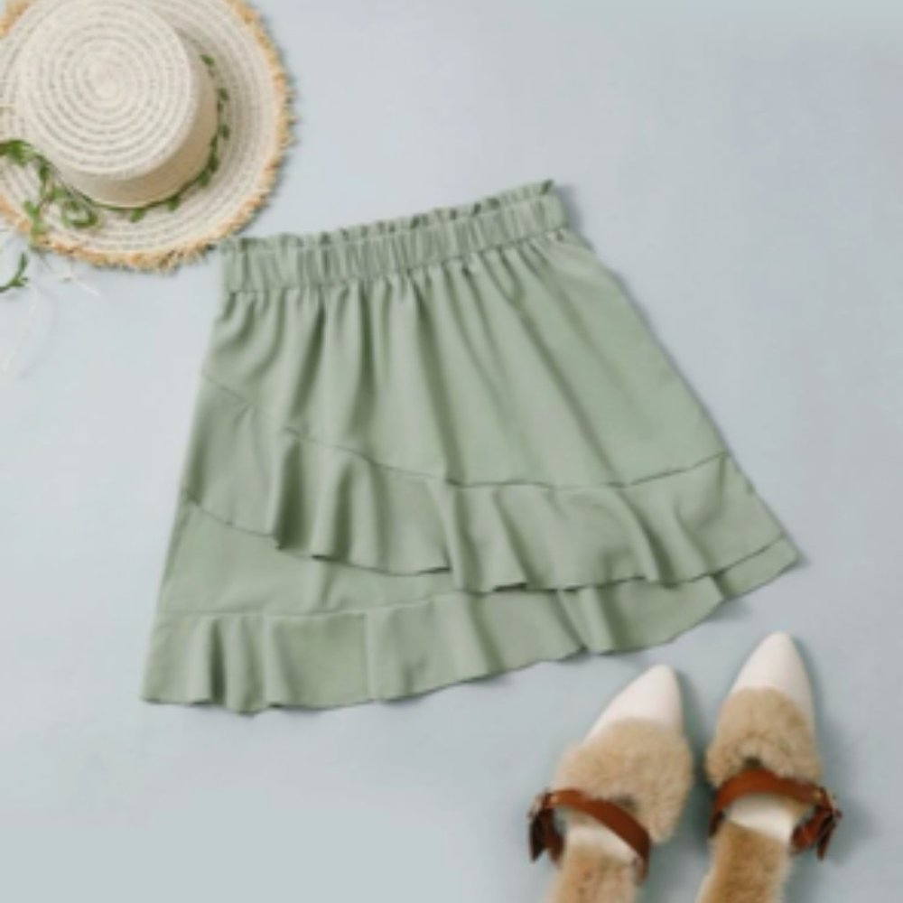 Never worn muted seafoam green ruffle skirt